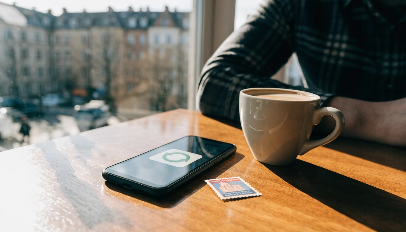 Smartphone s mobilní platbou a českým poštovním razítkem